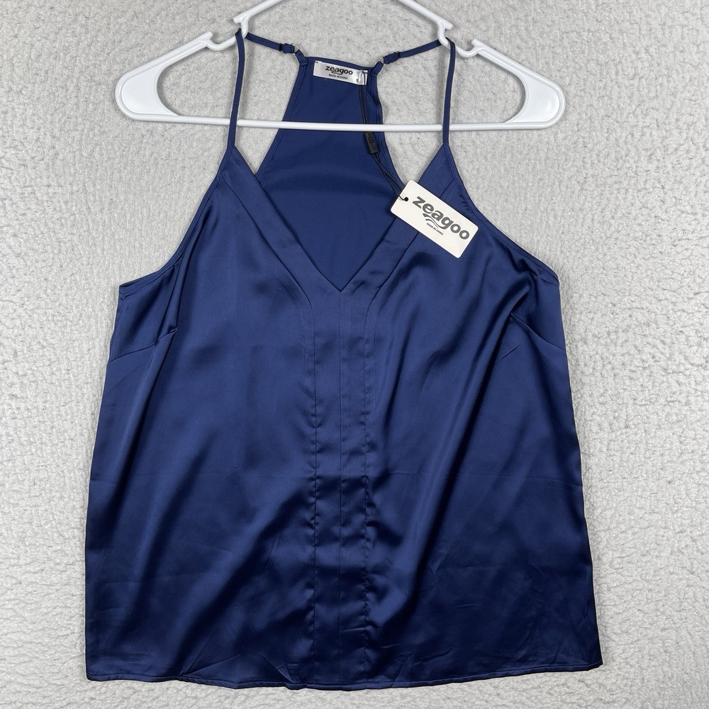 Zeagoo Top Womens Small Blue V-Neck Camisole Spaghetti Strap Going Out Party